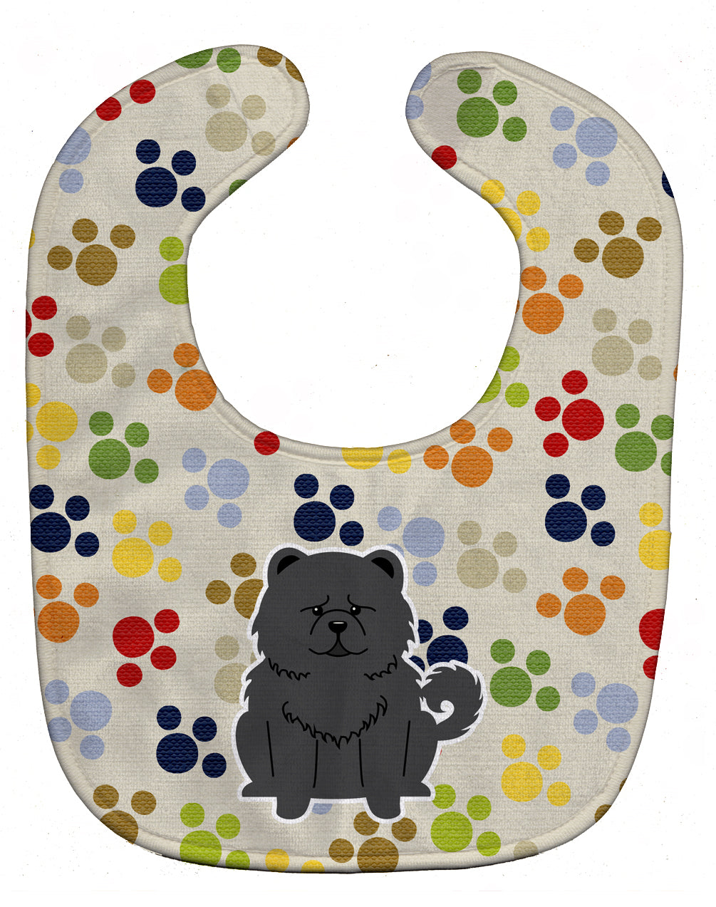 Pawprints Chow Chow Black Baby Bib Easy-Clean Baby Bib Baby Feeding Accessory Baby Mealtime Essential, 10 x 13, Multicolor