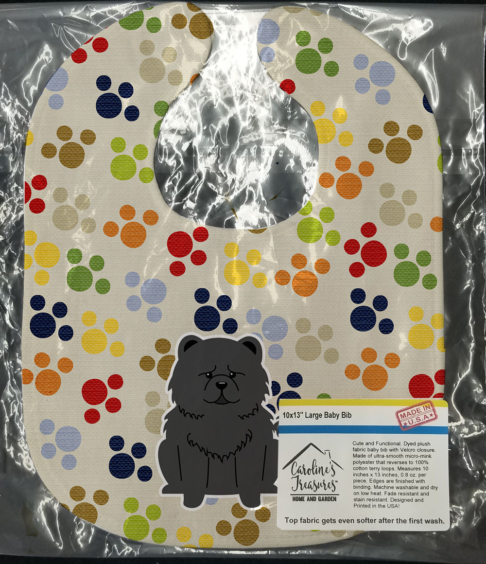 Pawprints Chow Chow Black Baby Bib Easy-Clean Baby Bib Baby Feeding Accessory Baby Mealtime Essential, 10 x 13, Multicolor