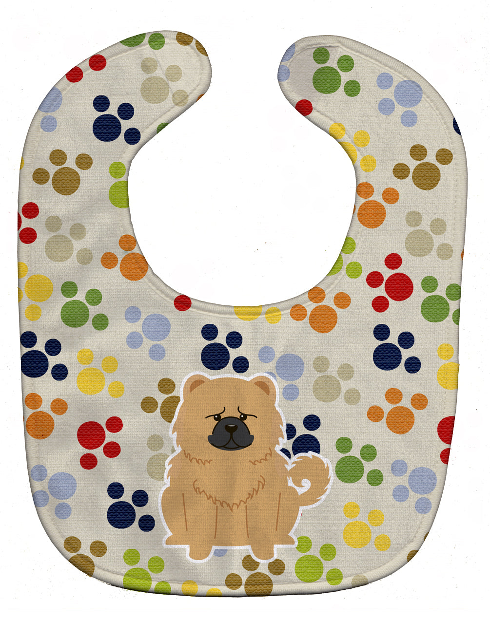 Pawprints Chow Chow Cream Baby Bib Easy-Clean Baby Bib Baby Feeding Accessory Baby Mealtime Essential, 10 x 13, Multicolor
