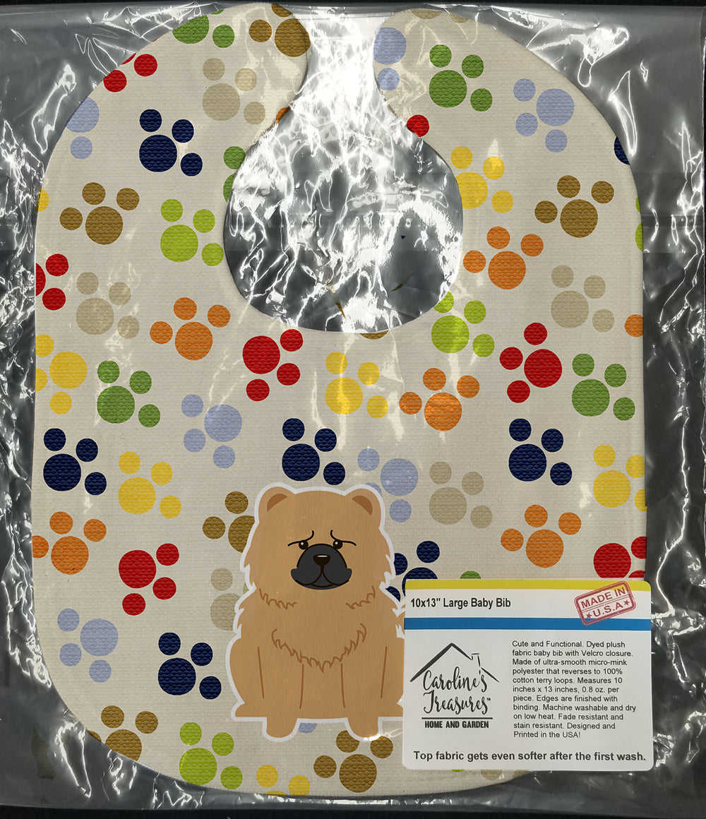Pawprints Chow Chow Cream Baby Bib Easy-Clean Baby Bib Baby Feeding Accessory Baby Mealtime Essential, 10 x 13, Multicolor