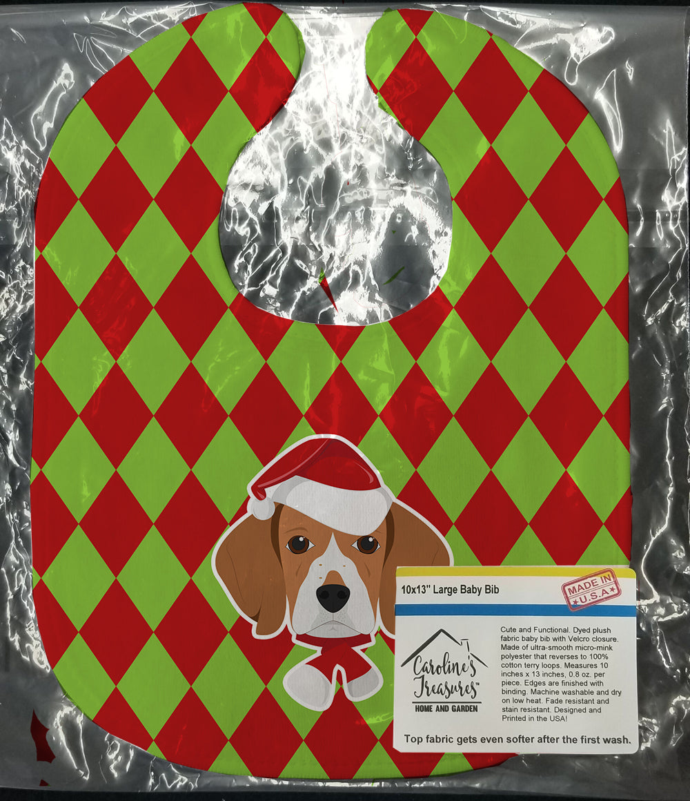 Christmas Beagle Baby Bib Easy-Clean Baby Bib Baby Feeding Accessory Baby Mealtime Essential, 10 x 13, Multicolor