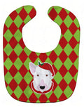 Christmas Bull Terrier Baby Bib Easy-Clean Baby Bib Baby Feeding Accessory Baby Mealtime Essential, 10 x 13, Multicolor