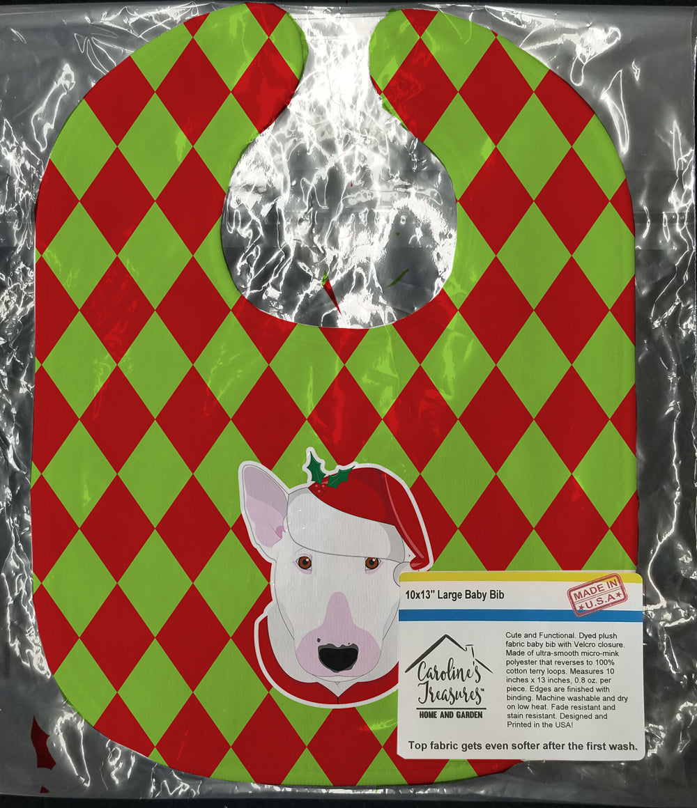 Christmas Bull Terrier Baby Bib Easy-Clean Baby Bib Baby Feeding Accessory Baby Mealtime Essential, 10 x 13, Multicolor