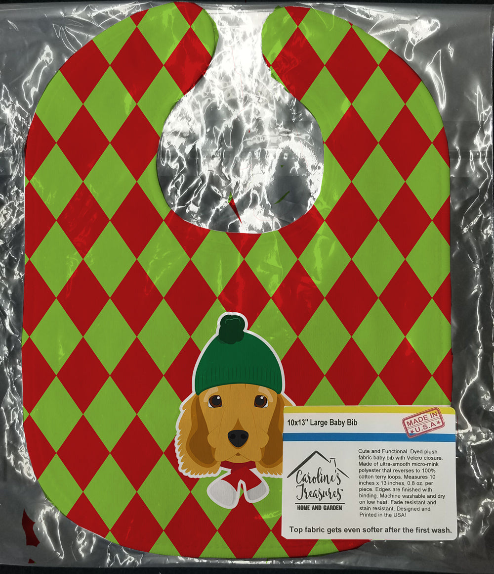 Christmas Cocker Spaniel Baby Bib Easy-Clean Baby Bib Baby Feeding Accessory Baby Mealtime Essential, 10 x 13, Multicolor
