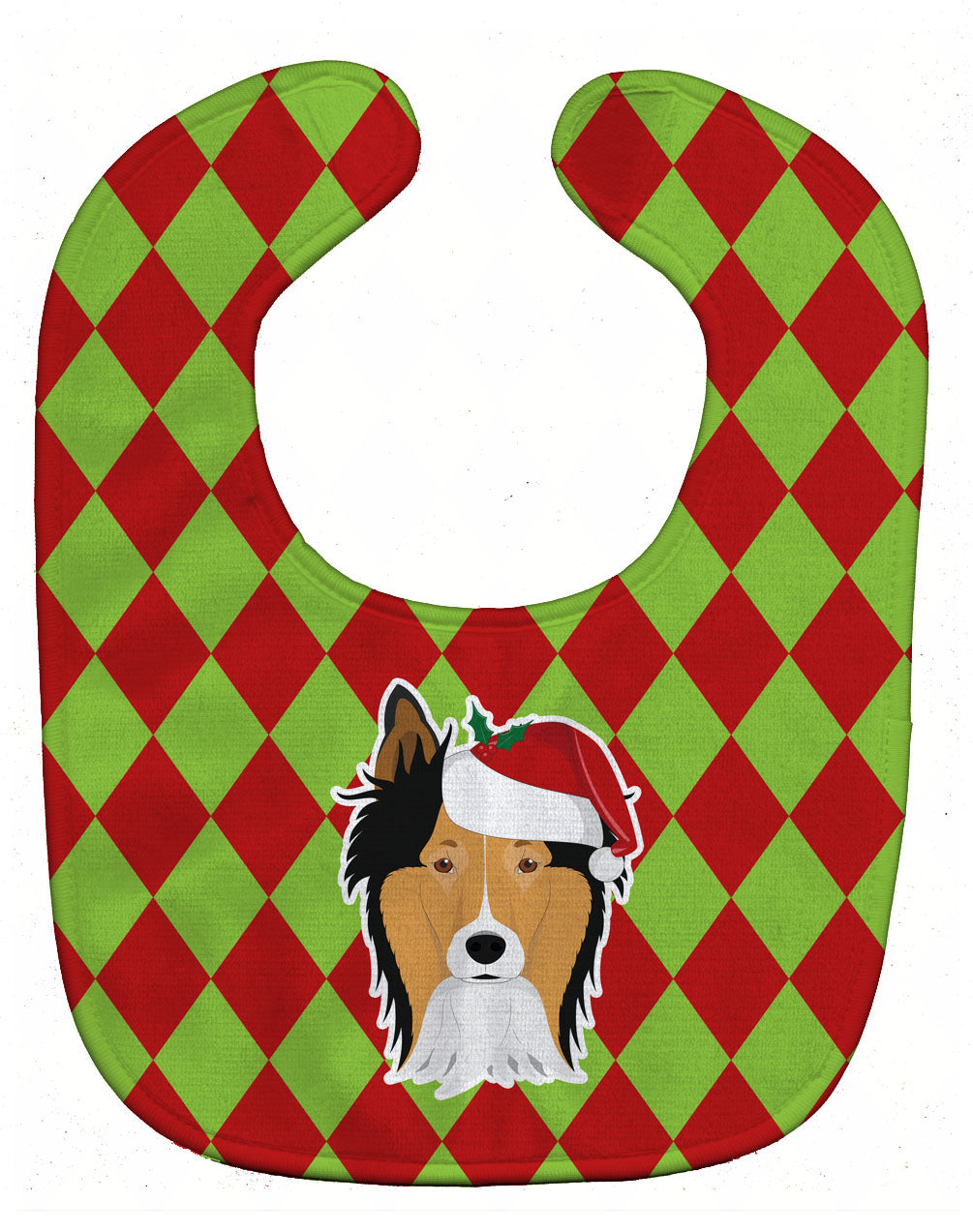 Christmas Collie Baby Bib Easy-Clean Baby Bib Baby Feeding Accessory Baby Mealtime Essential, 10 x 13, Multicolor