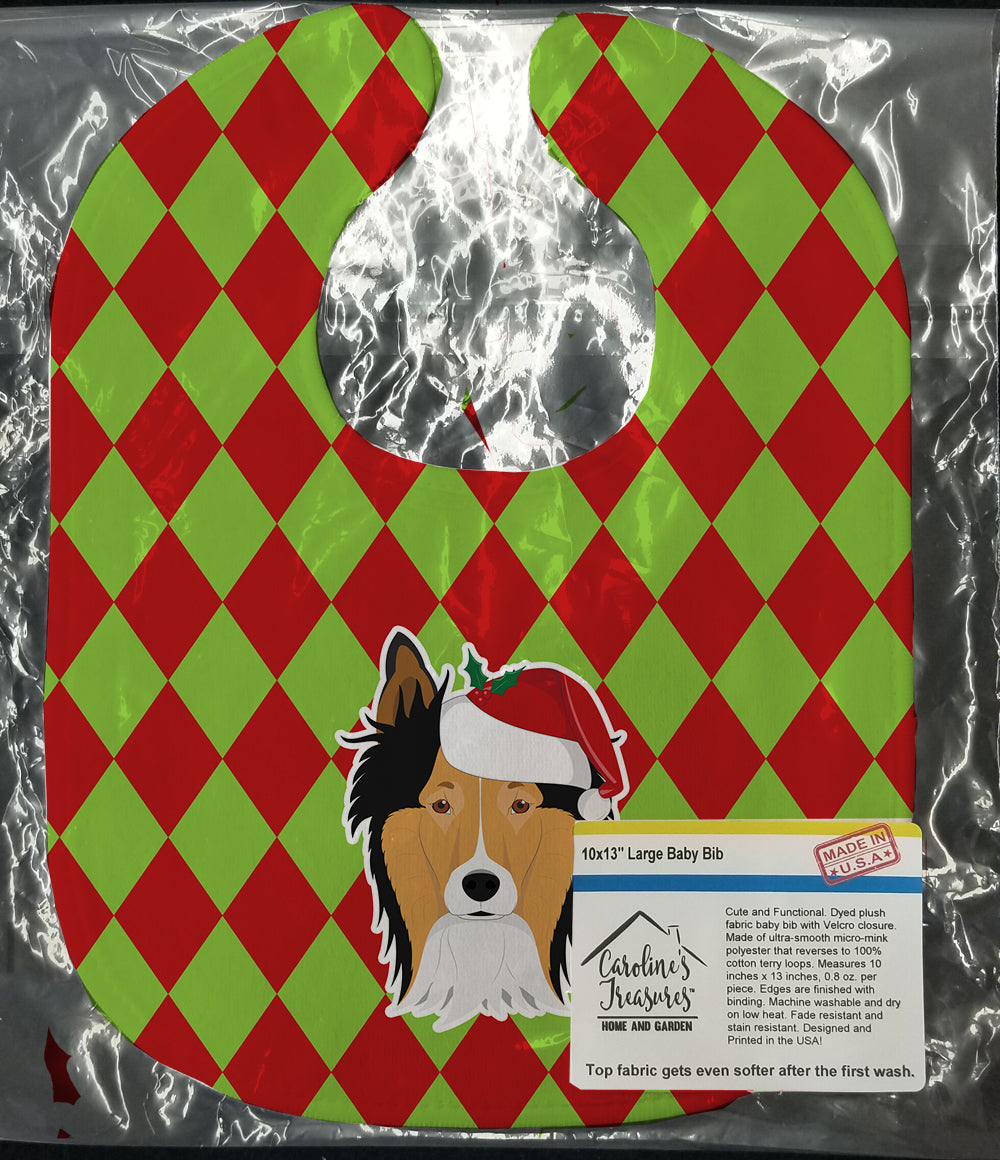Christmas Collie Baby Bib Easy-Clean Baby Bib Baby Feeding Accessory Baby Mealtime Essential, 10 x 13, Multicolor