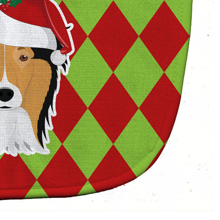 Christmas Collie Baby Bib Easy-Clean Baby Bib Baby Feeding Accessory Baby Mealtime Essential, 10 x 13, Multicolor