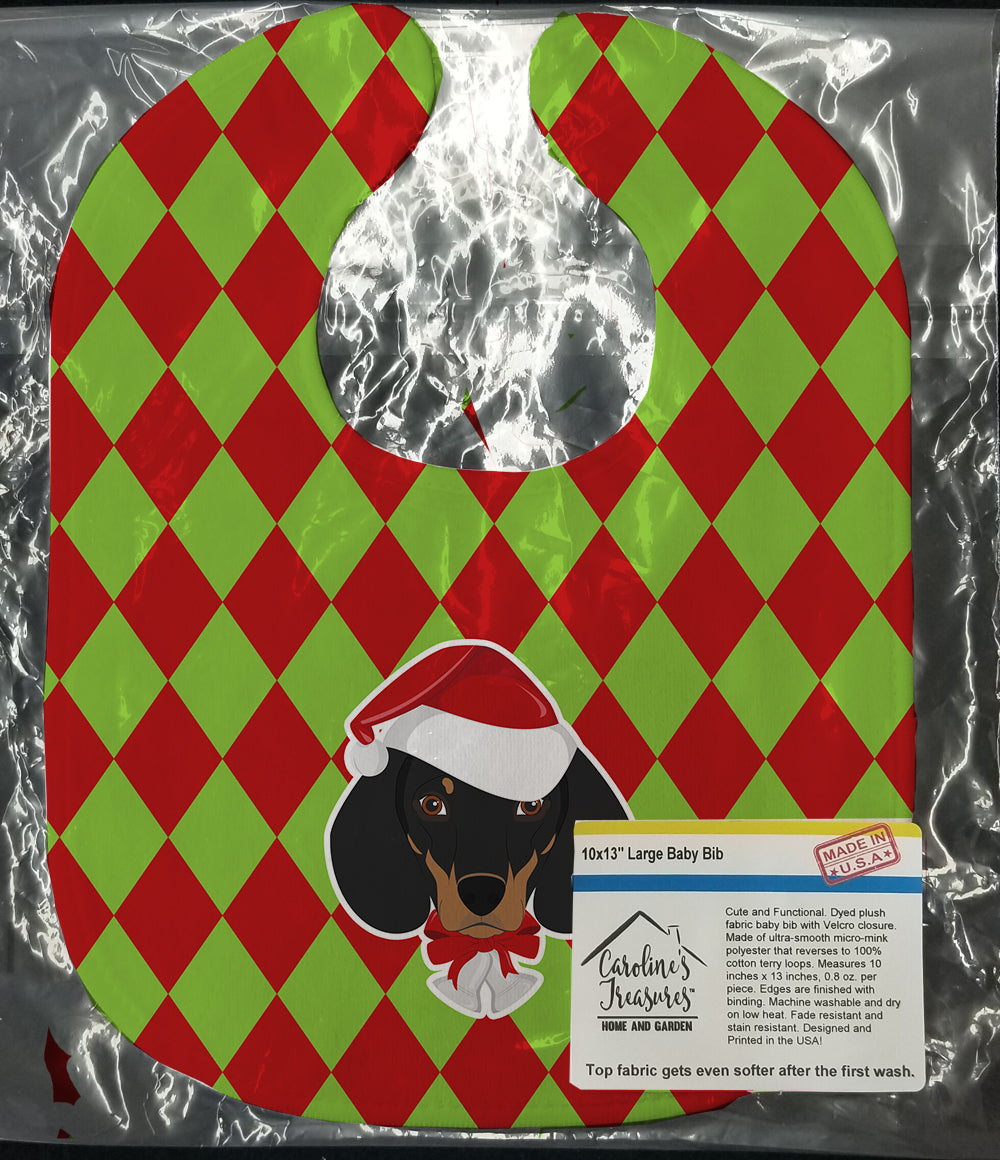 Christmas Dachshund Baby Bib Easy-Clean Baby Bib Baby Feeding Accessory Baby Mealtime Essential, 10 x 13, Multicolor