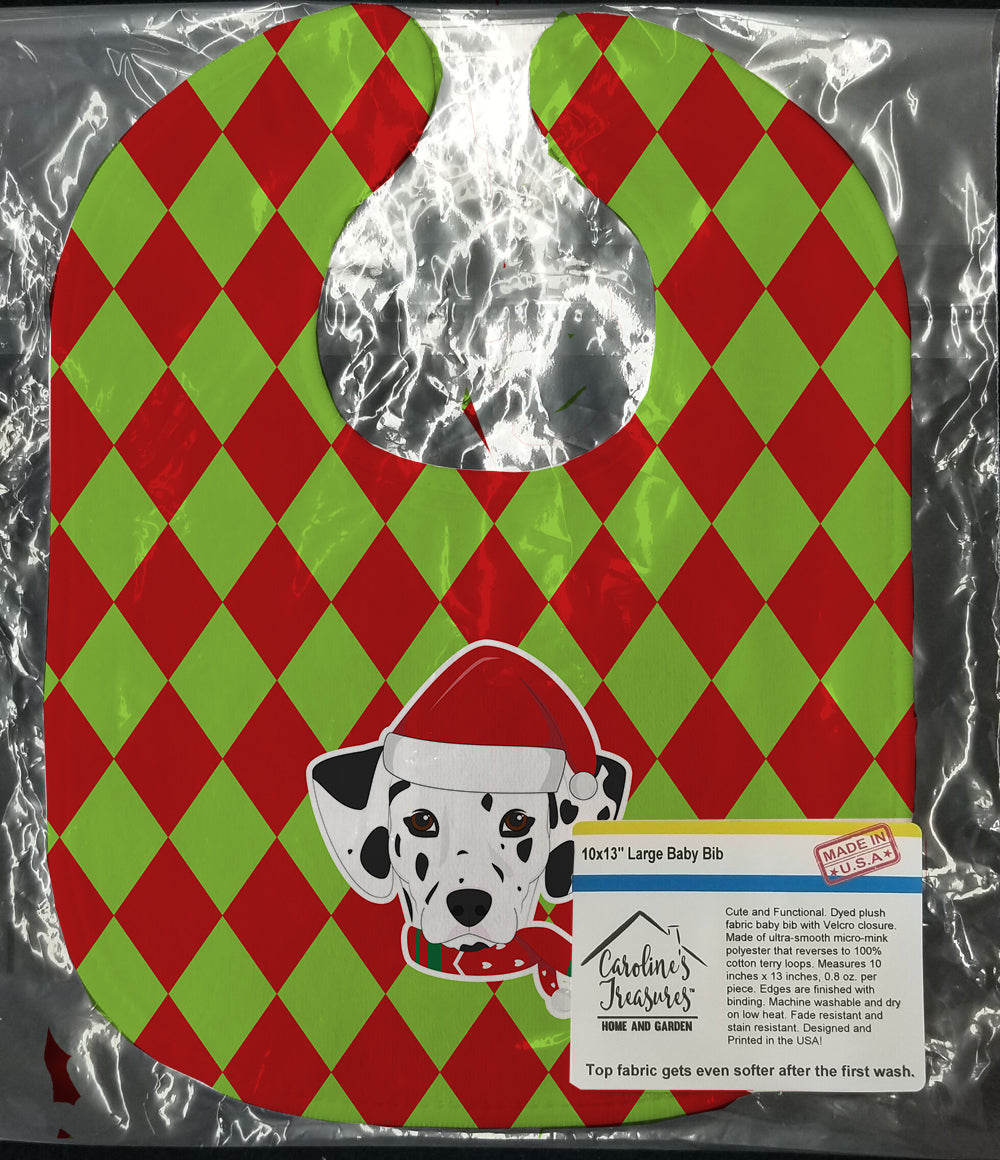 Christmas Dalmatian Baby Bib Easy-Clean Baby Bib Baby Feeding Accessory Baby Mealtime Essential, 10 x 13, Multicolor