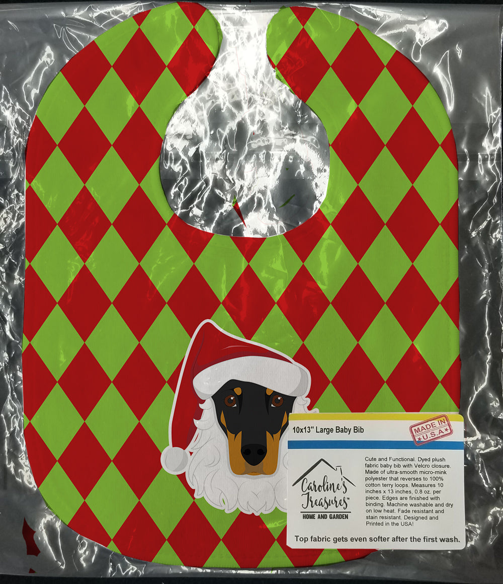 Christmas Doberman Baby Bib Easy-Clean Baby Bib Baby Feeding Accessory Baby Mealtime Essential, 10 x 13, Multicolor