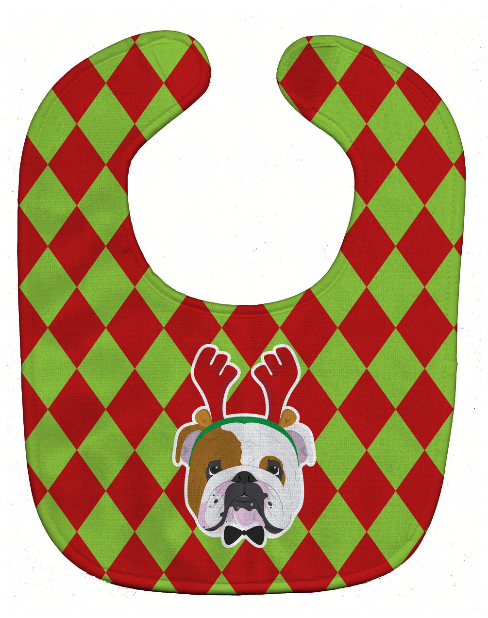 Christmas English Bulldog Baby Bib Easy-Clean Baby Bib Baby Feeding Accessory Baby Mealtime Essential, 10 x 13, Multicolor