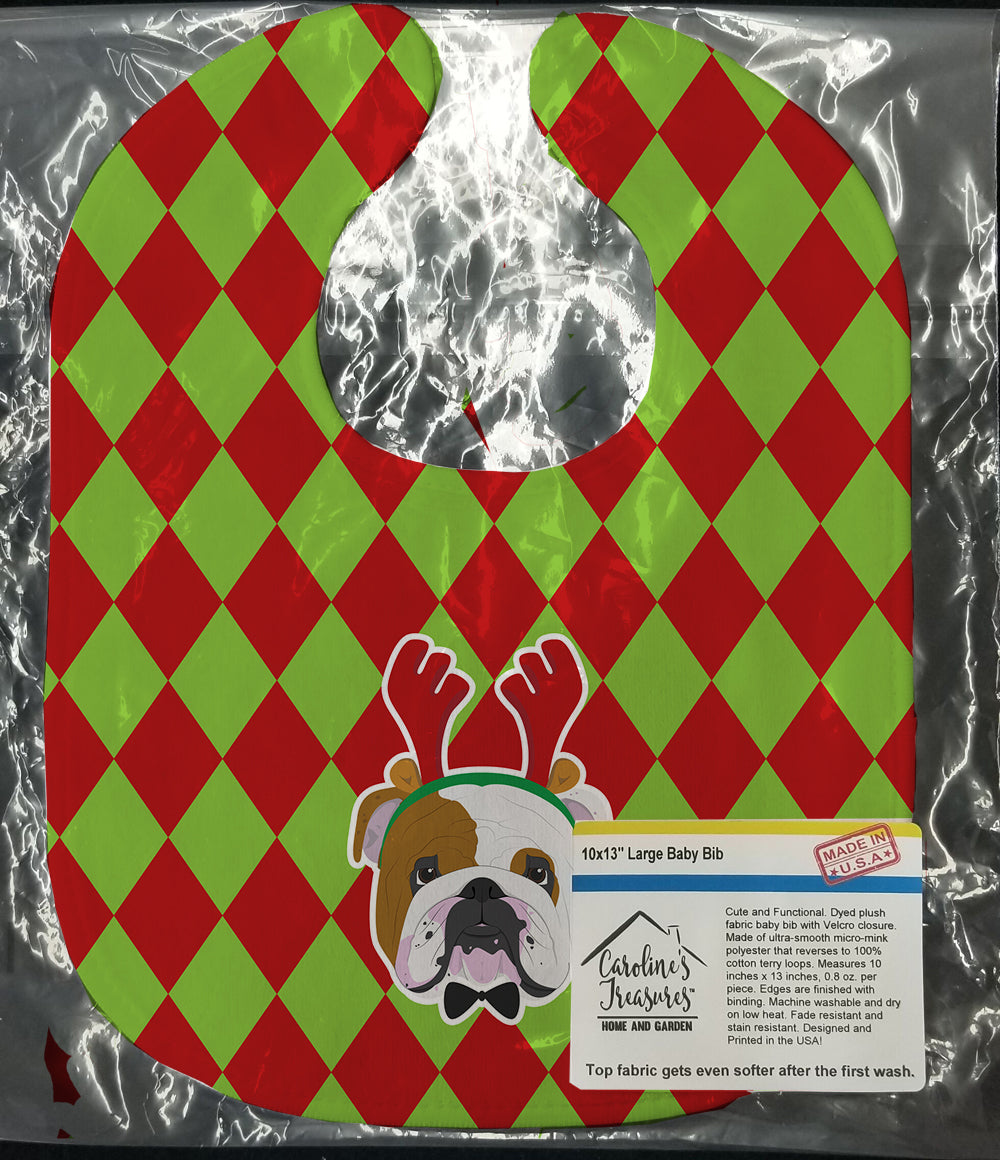 Christmas English Bulldog Baby Bib Easy-Clean Baby Bib Baby Feeding Accessory Baby Mealtime Essential, 10 x 13, Multicolor