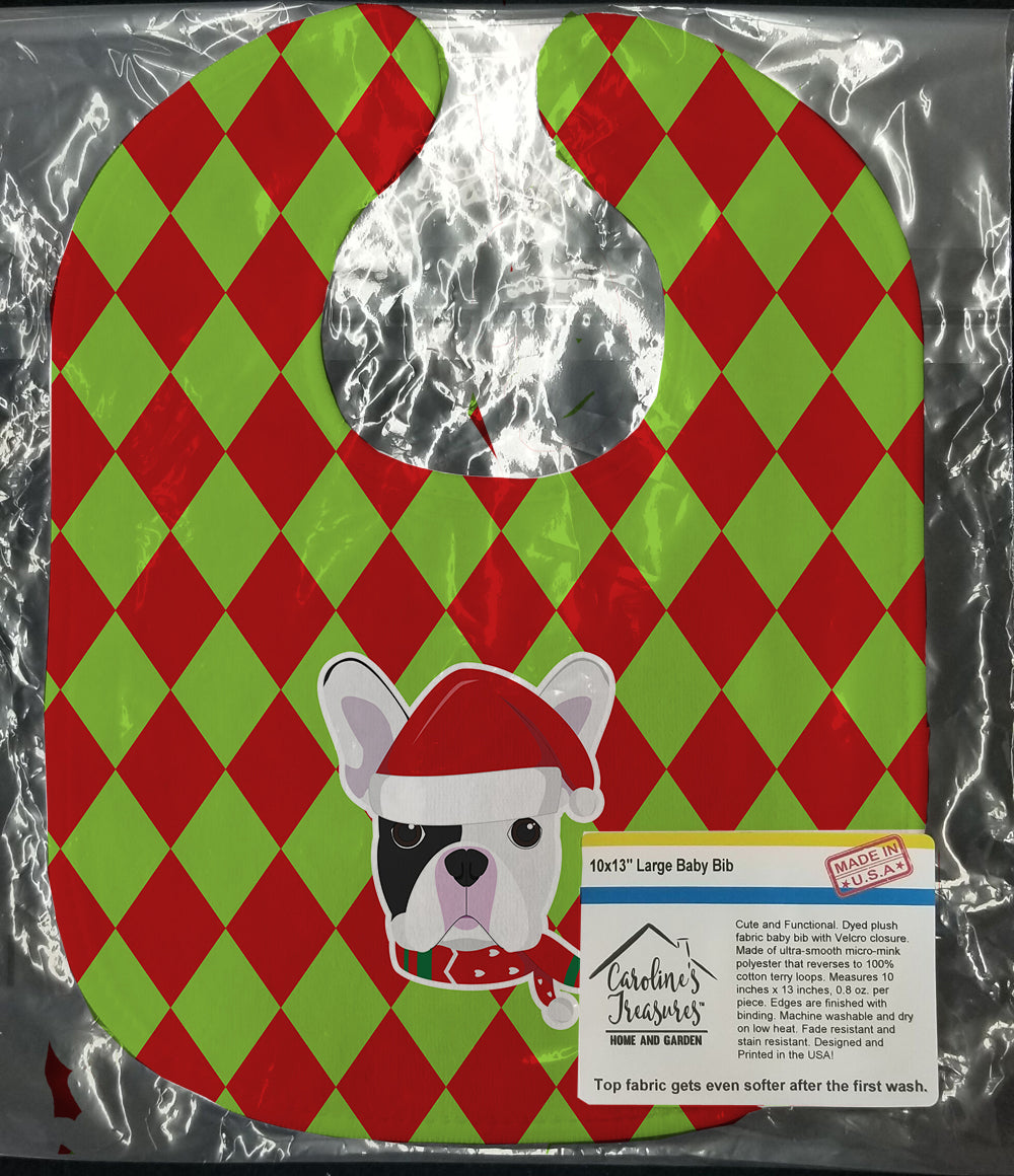 Christmas French Bulldog Baby Bib Easy-Clean Baby Bib Baby Feeding Accessory Baby Mealtime Essential, 10 x 13, Multicolor