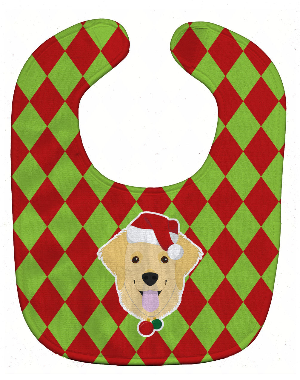 Christmas Golden Retriever Baby Bib Easy-Clean Baby Bib Baby Feeding Accessory Baby Mealtime Essential, 10 x 13, Multicolor