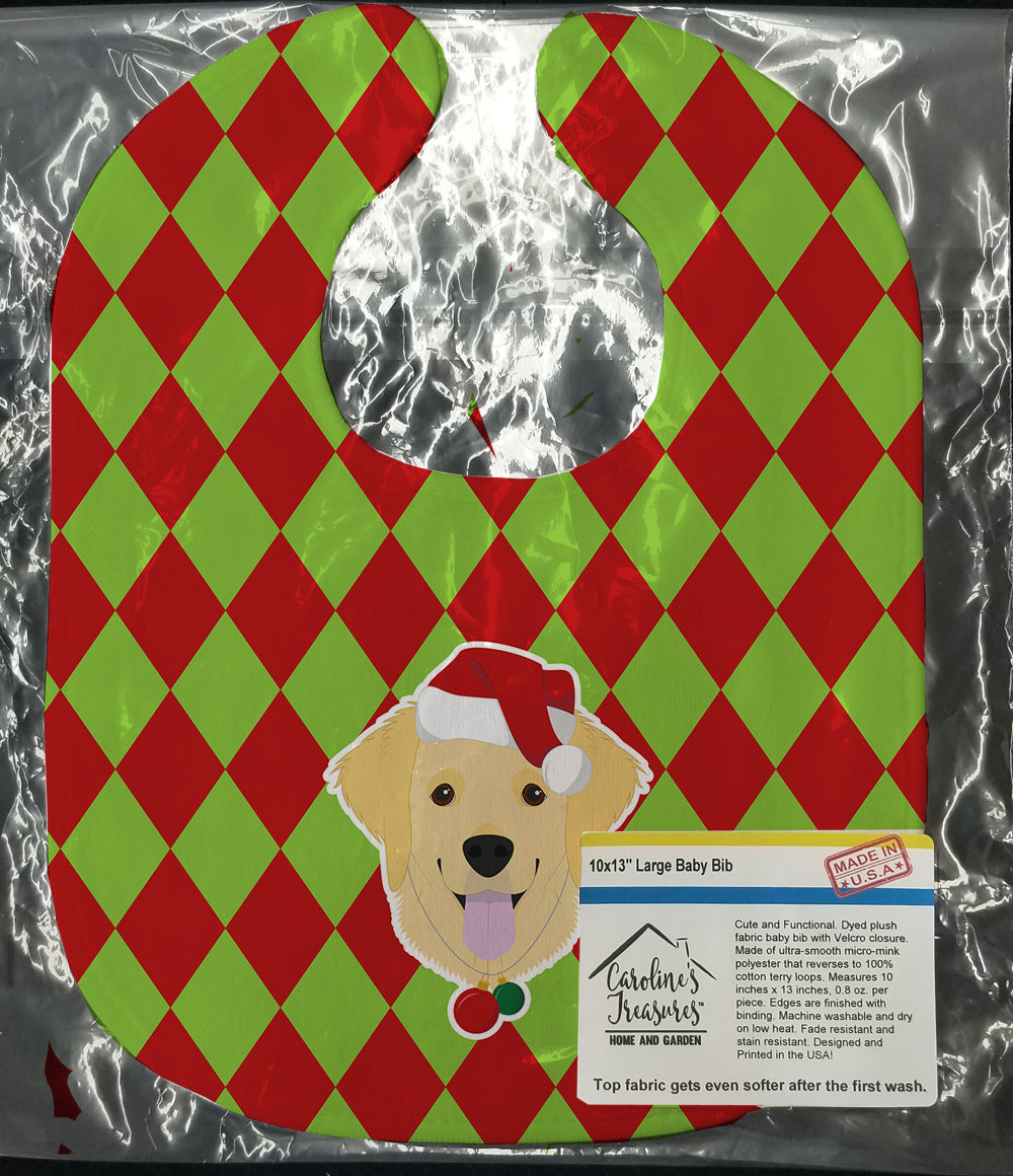 Christmas Golden Retriever Baby Bib Easy-Clean Baby Bib Baby Feeding Accessory Baby Mealtime Essential, 10 x 13, Multicolor