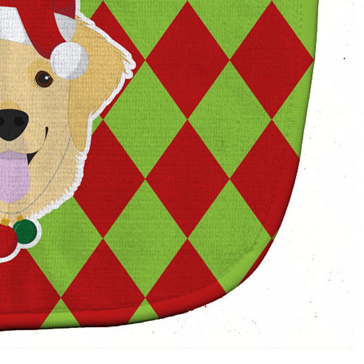 Christmas Golden Retriever Baby Bib Easy-Clean Baby Bib Baby Feeding Accessory Baby Mealtime Essential, 10 x 13, Multicolor