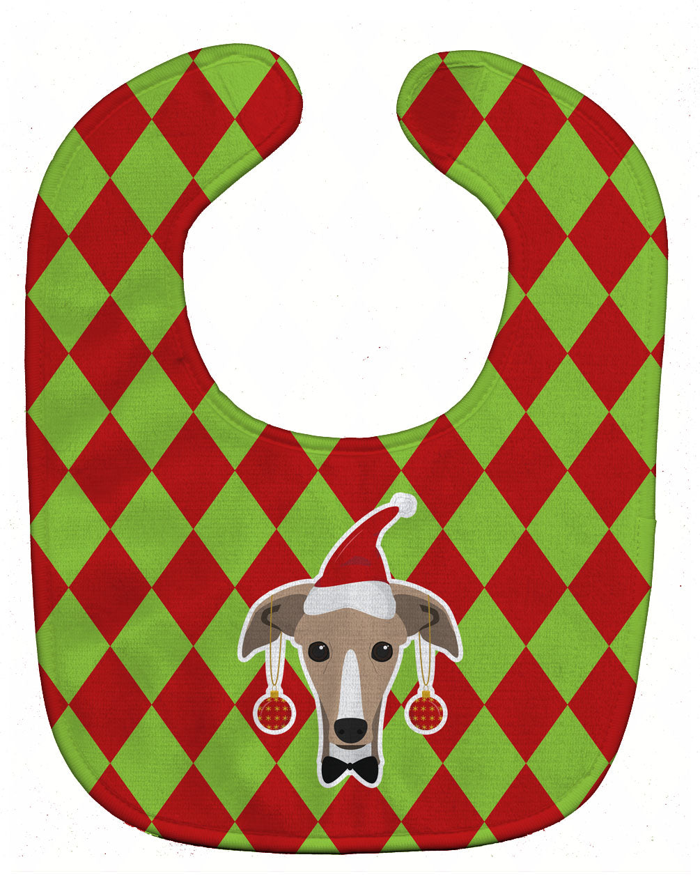 Christmas Greyhound Baby Bib Easy-Clean Baby Bib Baby Feeding Accessory Baby Mealtime Essential, 10 x 13, Multicolor