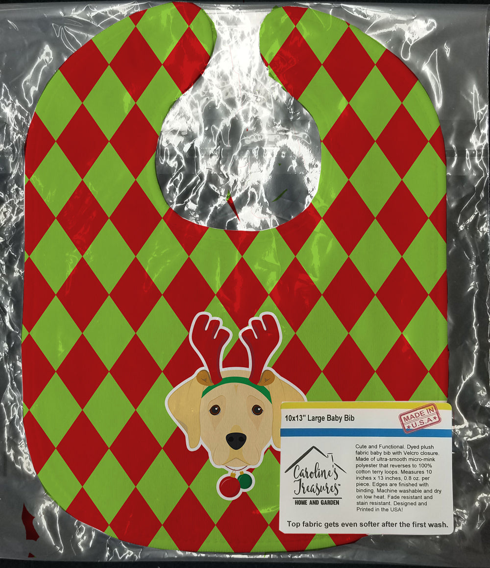 Christmas Yellow Labrador Baby Bib Easy-Clean Baby Bib Baby Feeding Accessory Baby Mealtime Essential, 10 x 13, Multicolor