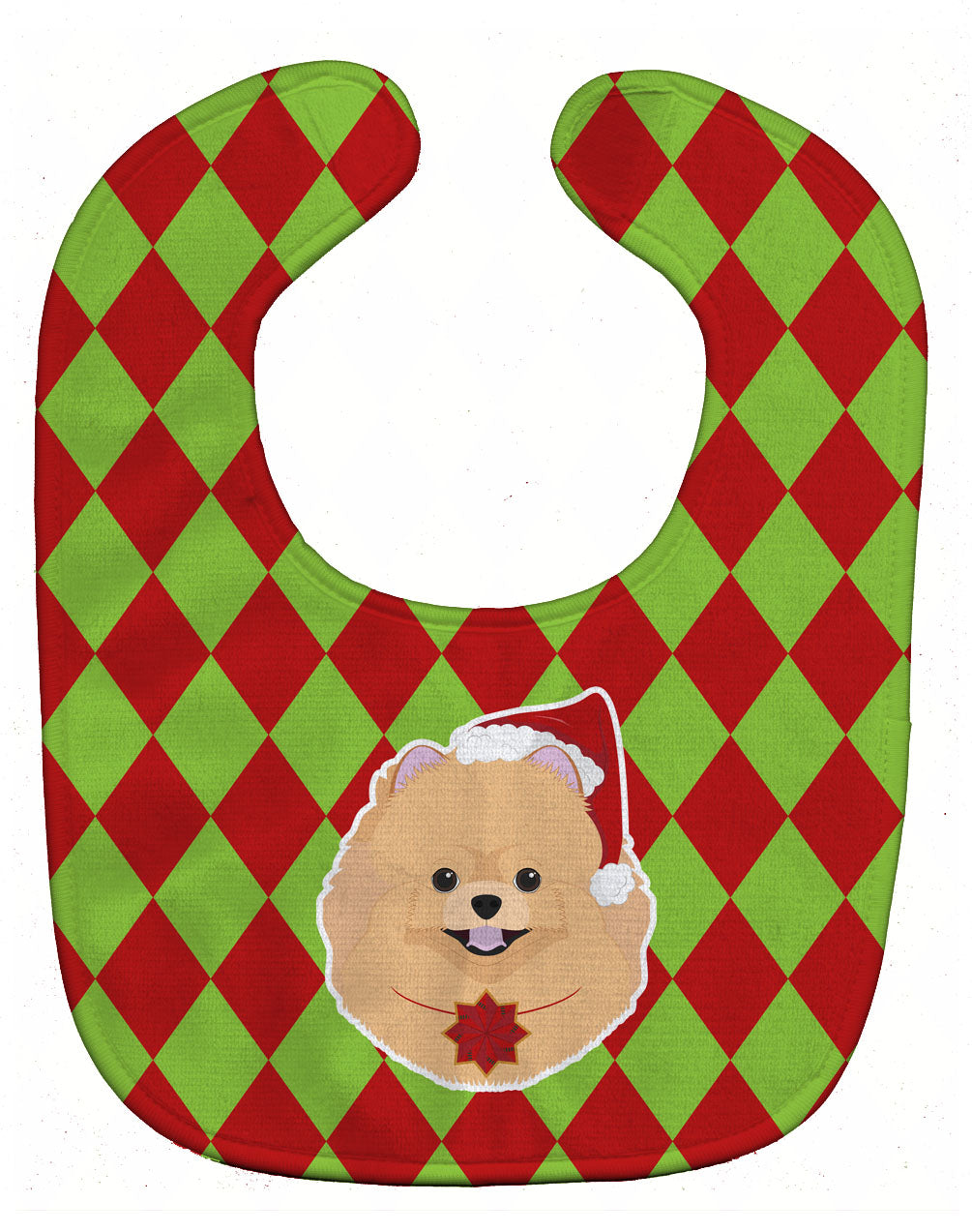 Christmas Pomeranian Baby Bib Easy-Clean Baby Bib Baby Feeding Accessory Baby Mealtime Essential, 10 x 13, Multicolor