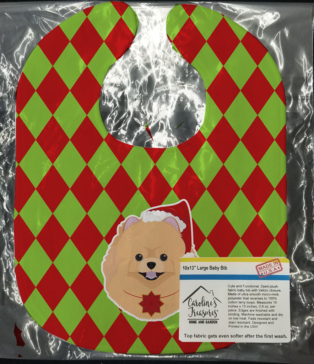 Christmas Pomeranian Baby Bib Easy-Clean Baby Bib Baby Feeding Accessory Baby Mealtime Essential, 10 x 13, Multicolor
