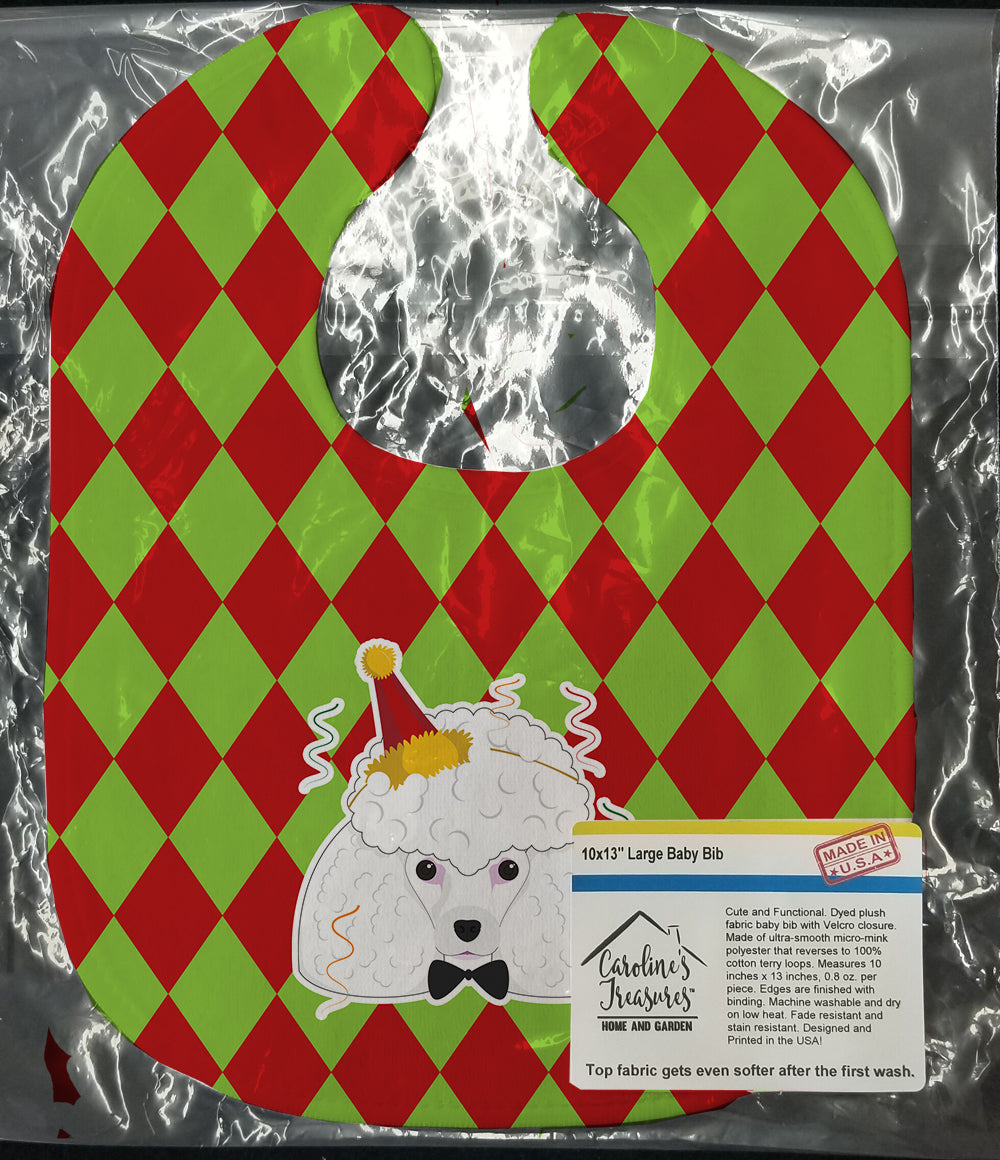Christmas White Poodle Baby Bib Easy-Clean Baby Bib Baby Feeding Accessory Baby Mealtime Essential, 10 x 13, Multicolor