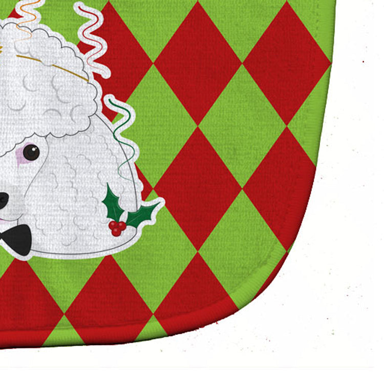Christmas White Poodle Baby Bib Easy-Clean Baby Bib Baby Feeding Accessory Baby Mealtime Essential, 10 x 13, Multicolor