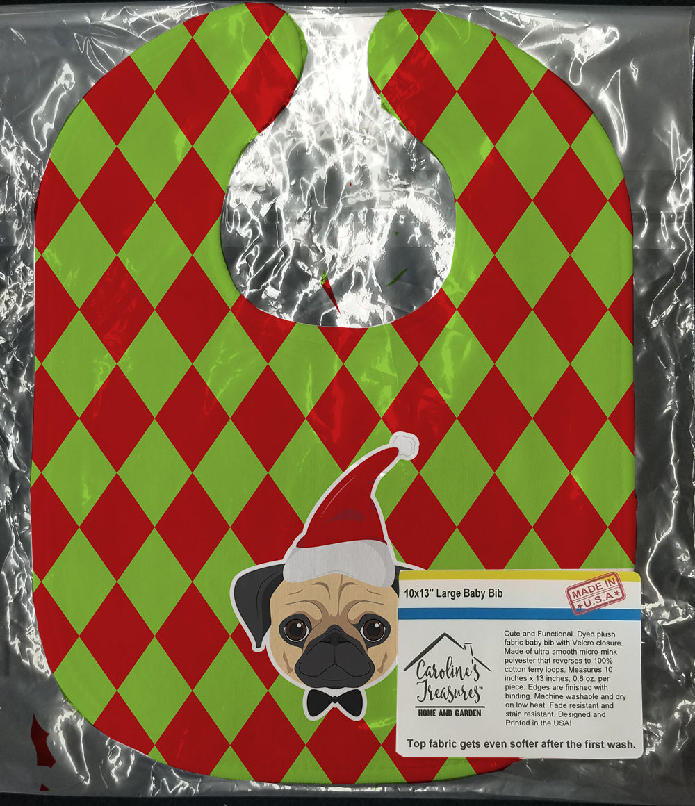 Christmas Fawn Pug Baby Bib Easy-Clean Baby Bib Baby Feeding Accessory Baby Mealtime Essential, 10 x 13, Multicolor