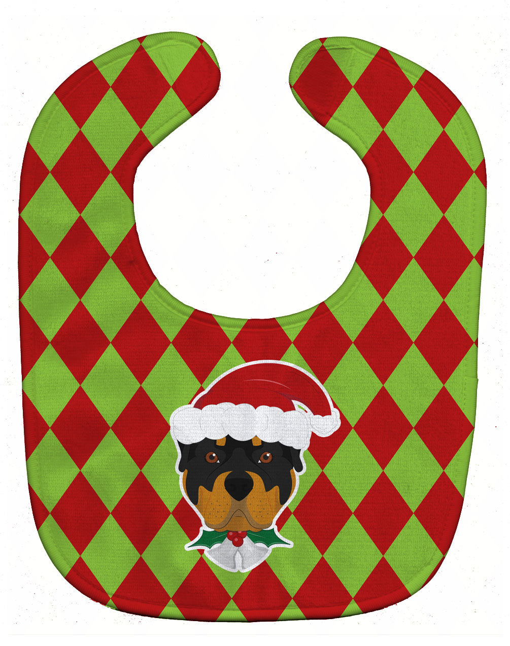Christmas Rottweiler Baby Bib Easy-Clean Baby Bib Baby Feeding Accessory Baby Mealtime Essential, 10 x 13, Multicolor