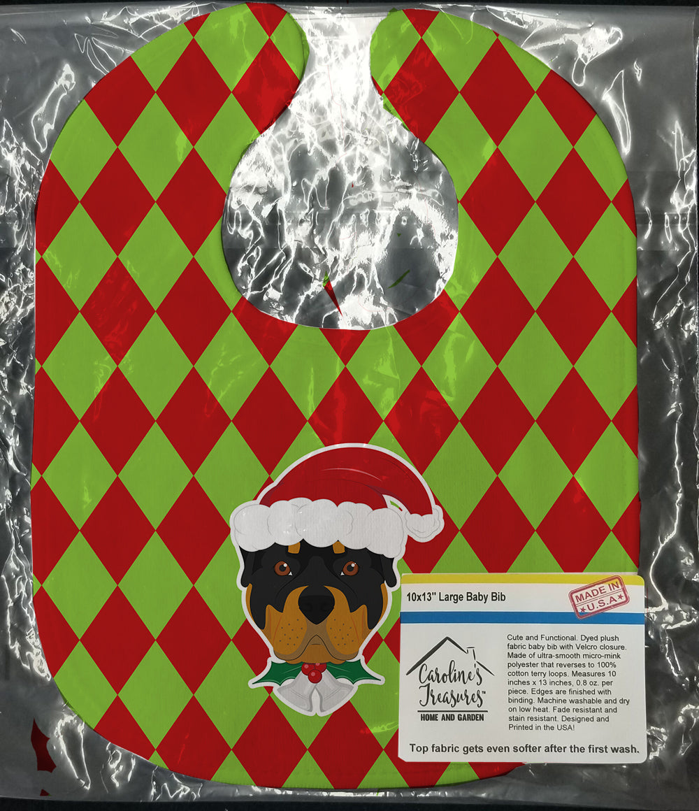 Christmas Rottweiler Baby Bib Easy-Clean Baby Bib Baby Feeding Accessory Baby Mealtime Essential, 10 x 13, Multicolor
