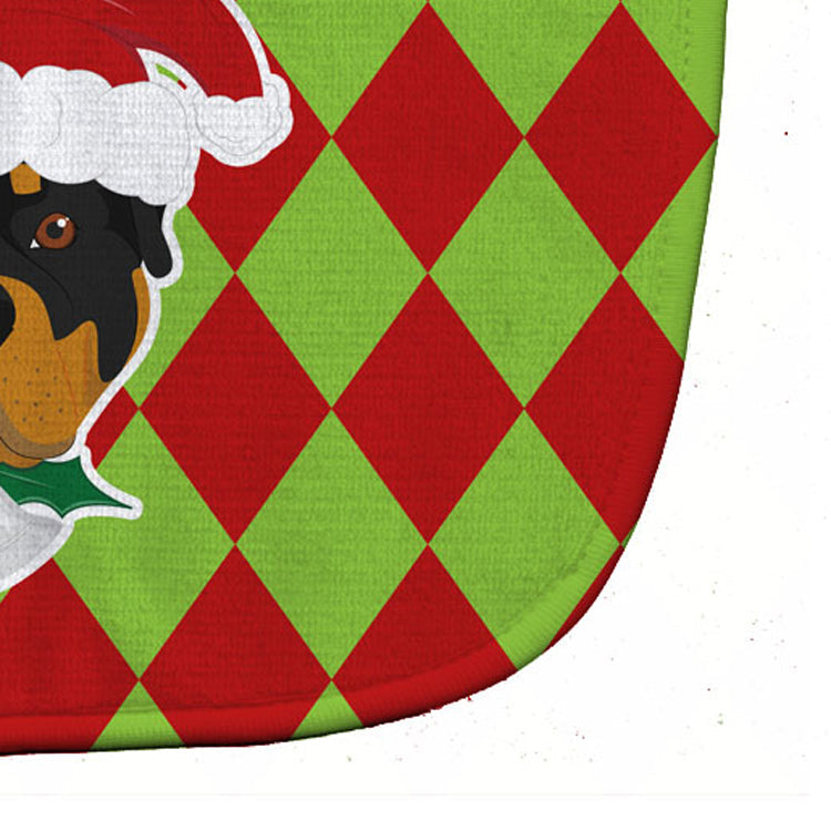 Christmas Rottweiler Baby Bib Easy-Clean Baby Bib Baby Feeding Accessory Baby Mealtime Essential, 10 x 13, Multicolor