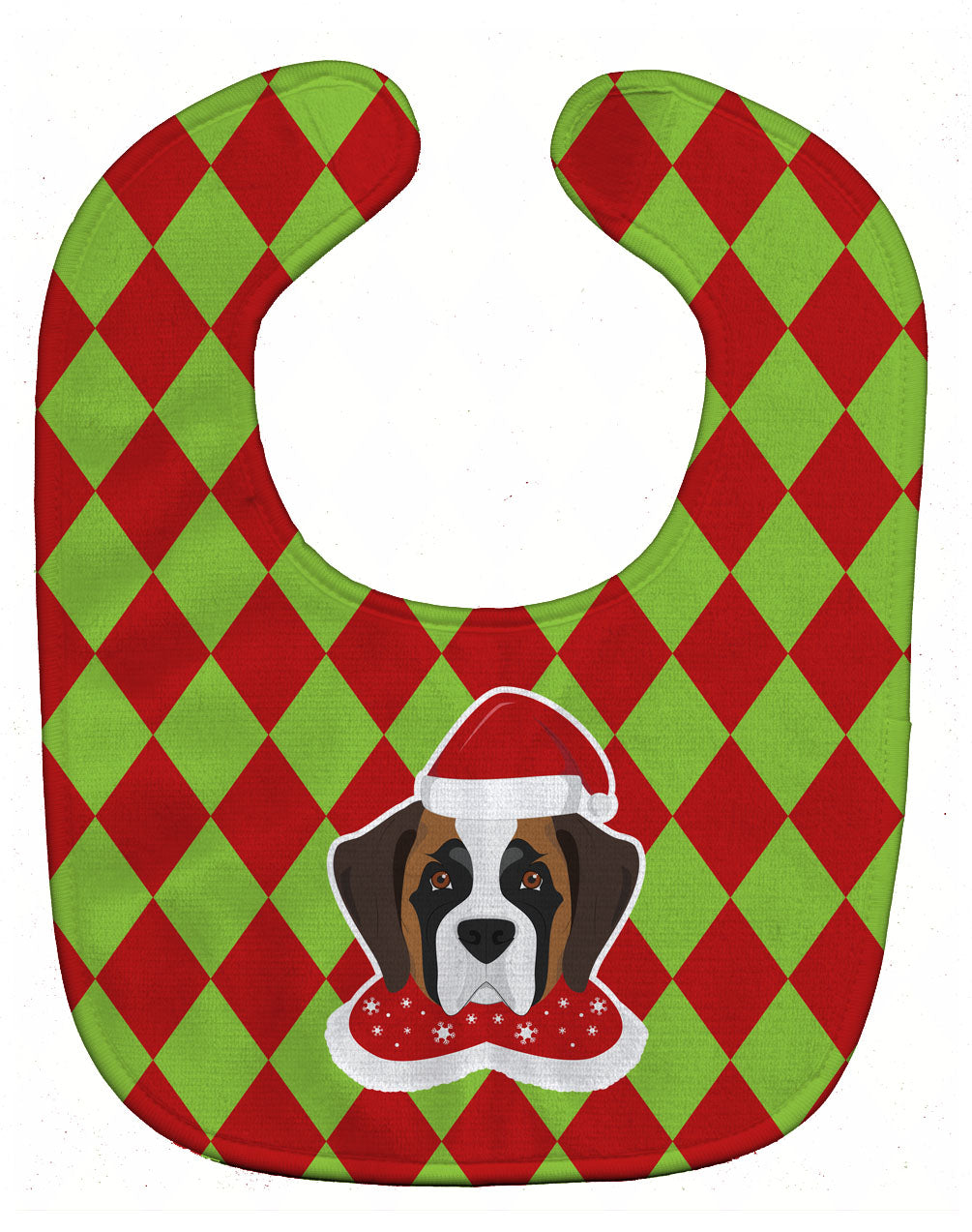 Christmas Saint Bernard Baby Bib Easy-Clean Baby Bib Baby Feeding Accessory Baby Mealtime Essential, 10 x 13, Multicolor