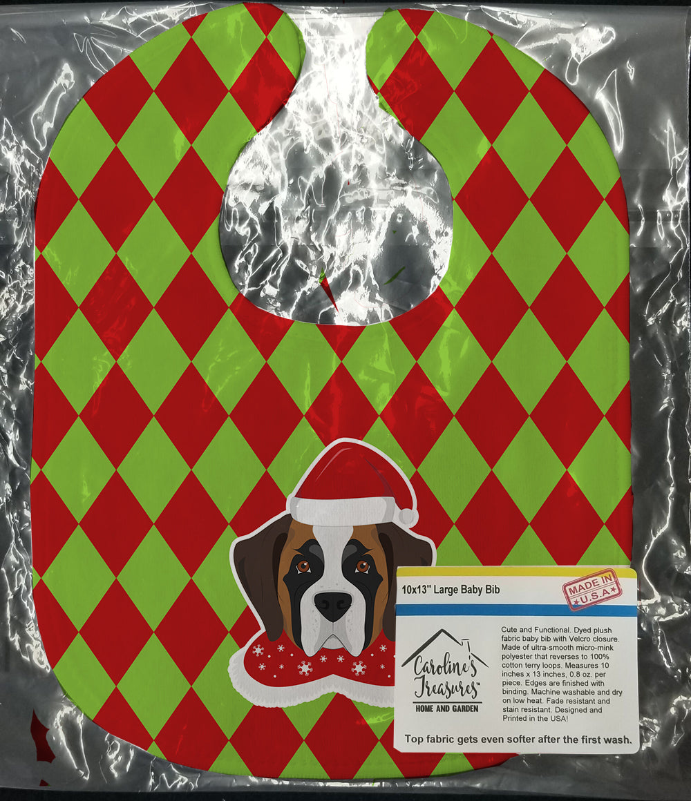 Christmas Saint Bernard Baby Bib Easy-Clean Baby Bib Baby Feeding Accessory Baby Mealtime Essential, 10 x 13, Multicolor