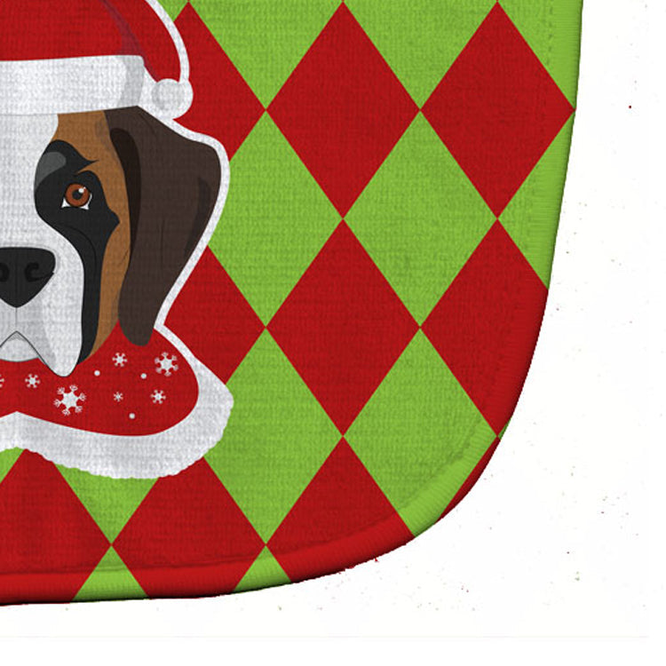 Christmas Saint Bernard Baby Bib Easy-Clean Baby Bib Baby Feeding Accessory Baby Mealtime Essential, 10 x 13, Multicolor
