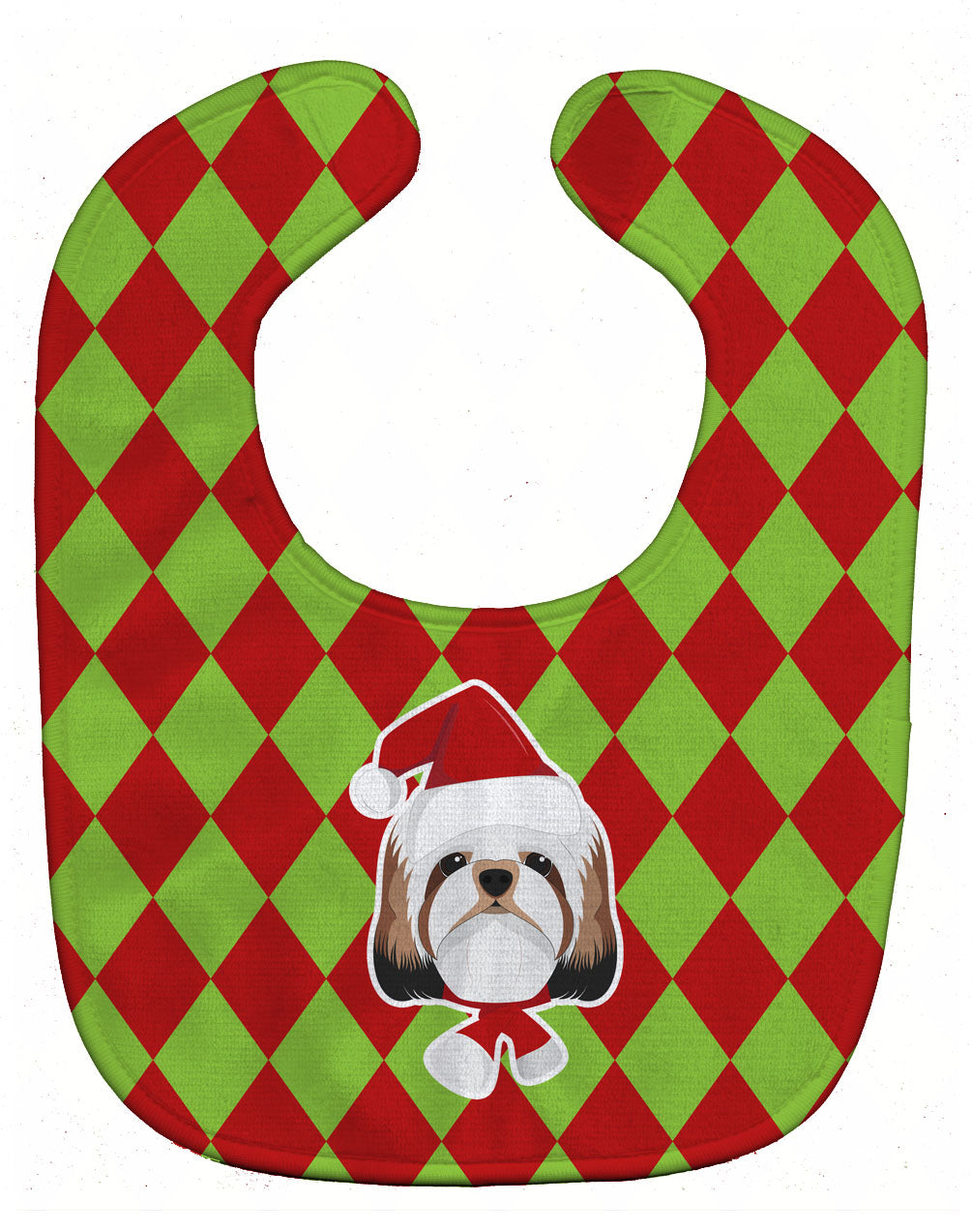 Christmas Shih Tzu Baby Bib Easy-Clean Baby Bib Baby Feeding Accessory Baby Mealtime Essential, 10 x 13, Multicolor