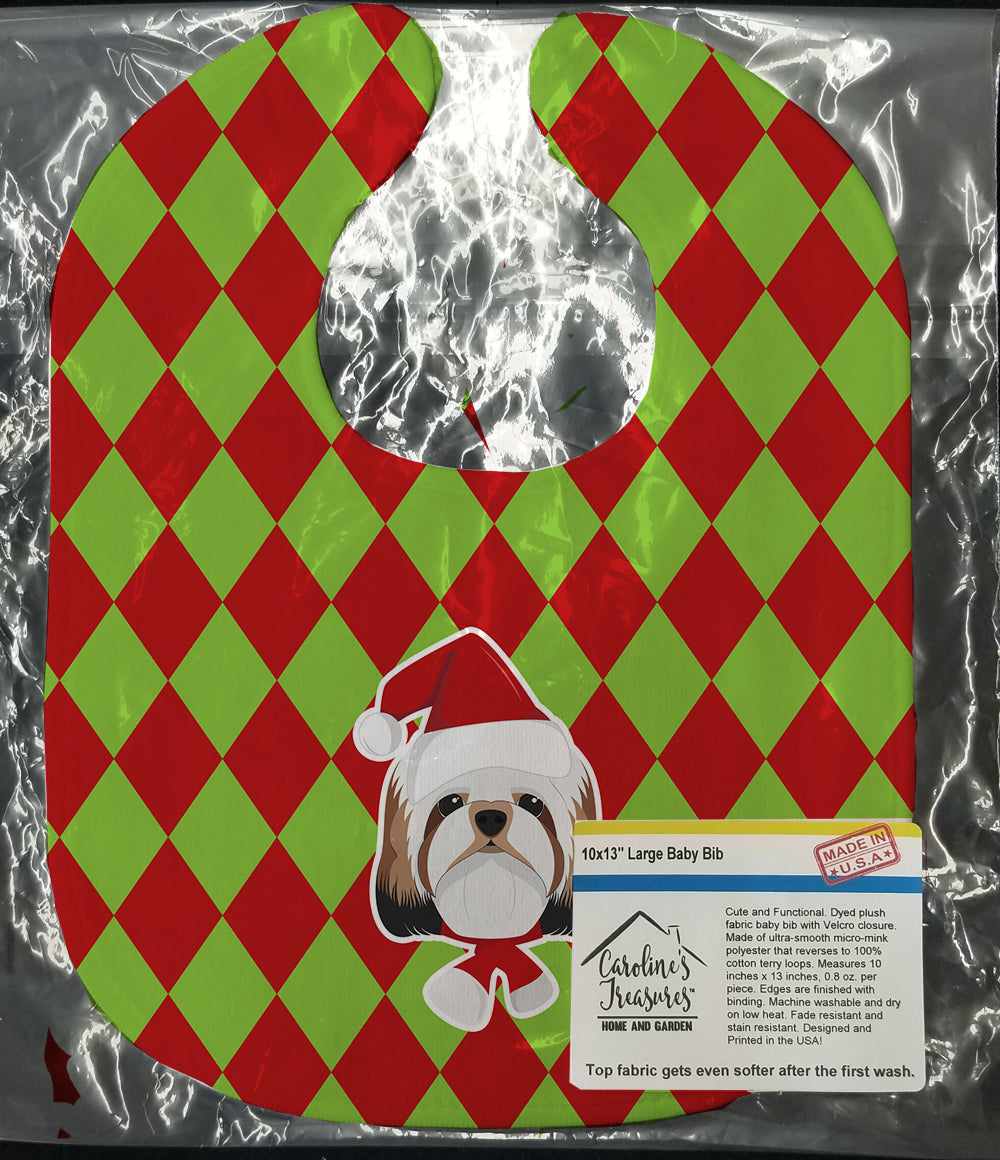 Christmas Shih Tzu Baby Bib Easy-Clean Baby Bib Baby Feeding Accessory Baby Mealtime Essential, 10 x 13, Multicolor