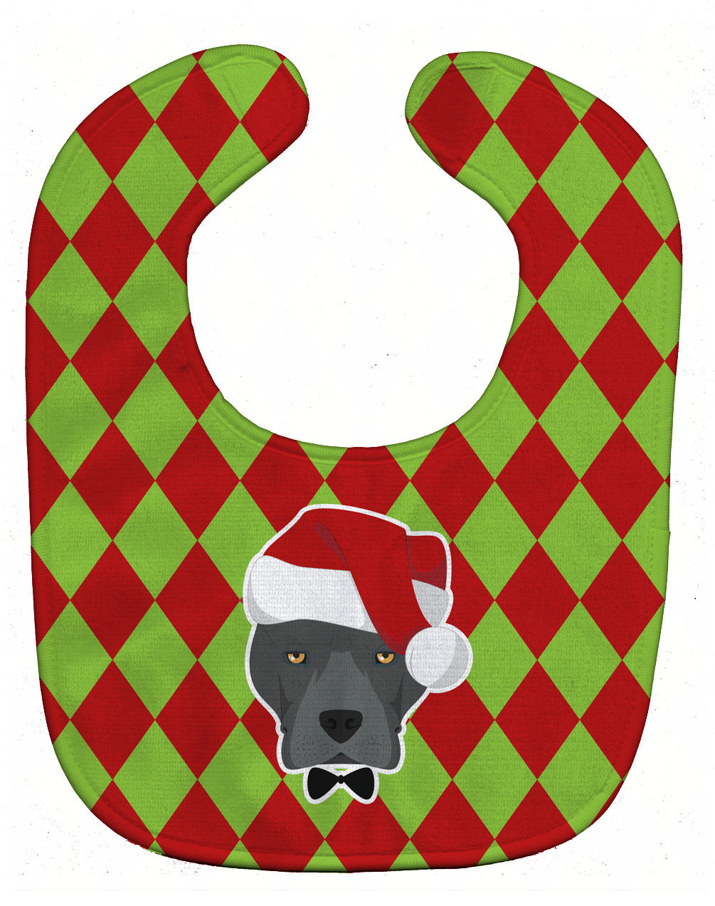 Christmas Staffordshire Bull Terrier Baby Bib Easy-Clean Baby Bib Baby Feeding Accessory Baby Mealtime Essential, 10 x 13, Multicolor
