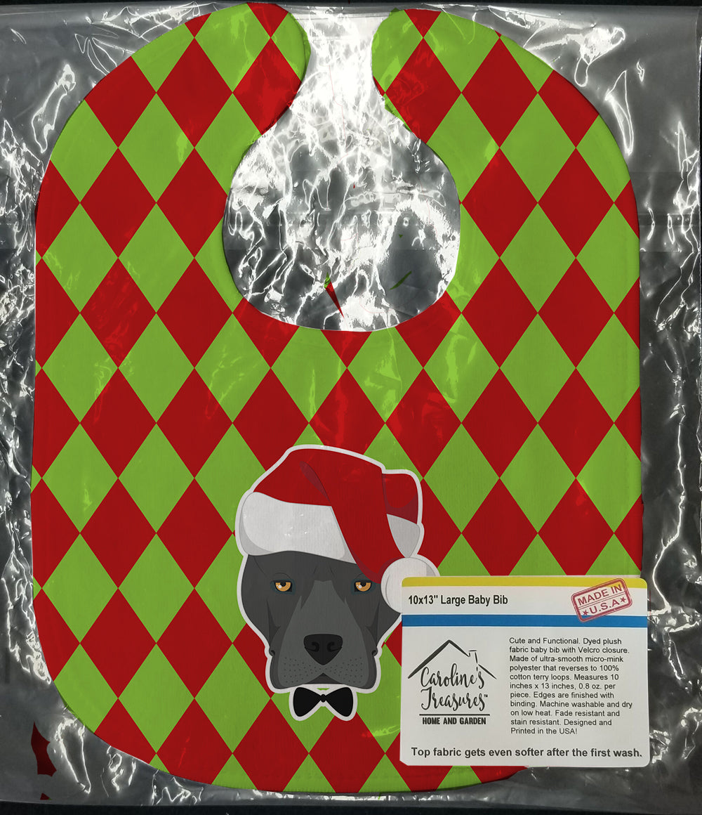 Christmas Staffordshire Bull Terrier Baby Bib Easy-Clean Baby Bib Baby Feeding Accessory Baby Mealtime Essential, 10 x 13, Multicolor