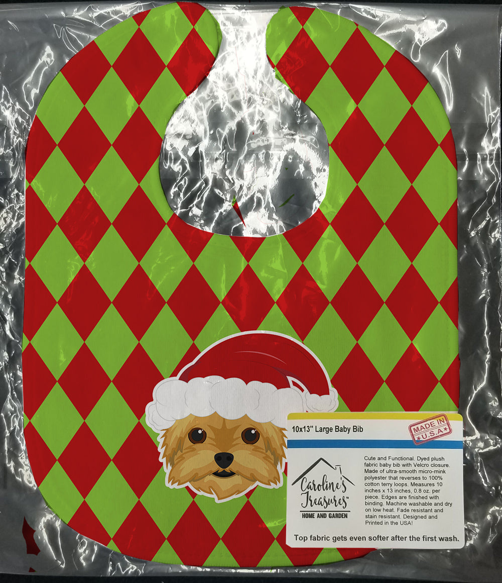Christmas Yorkshire Terrier Yorkie Baby Bib Easy-Clean Baby Bib Baby Feeding Accessory Baby Mealtime Essential, 10 x 13, Multicolor