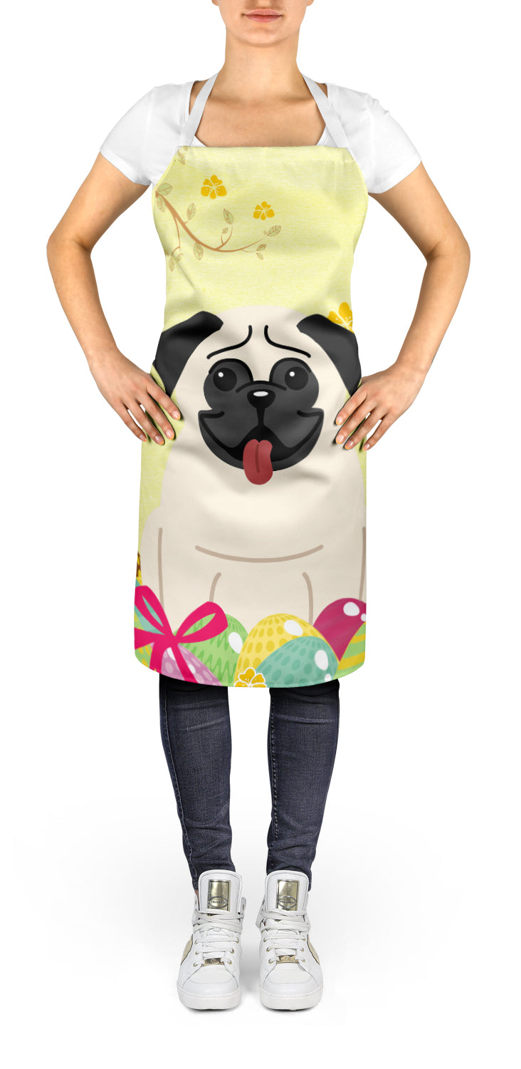 Easter Eggs Pug Cream Apron Cooking Kitchen Server Baking Crafts Gardening for Adult Women Men, Unisex, Large, Multicolor
