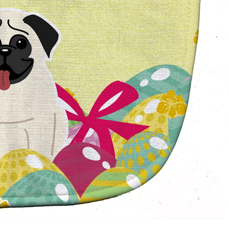 Easter Eggs Pug Cream Baby Bib Easy-Clean Baby Bib Baby Feeding Accessory Baby Mealtime Essential, 10 x 13, Multicolor