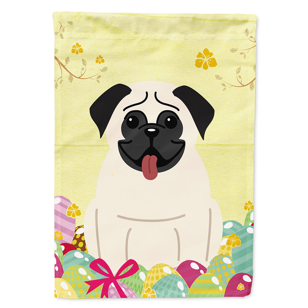 Easter Eggs Pug Cream House Flag 28x40 Porch Sleeve Pole Decorative Outside Yard Banner Artwork Wall Hanging, Polyester