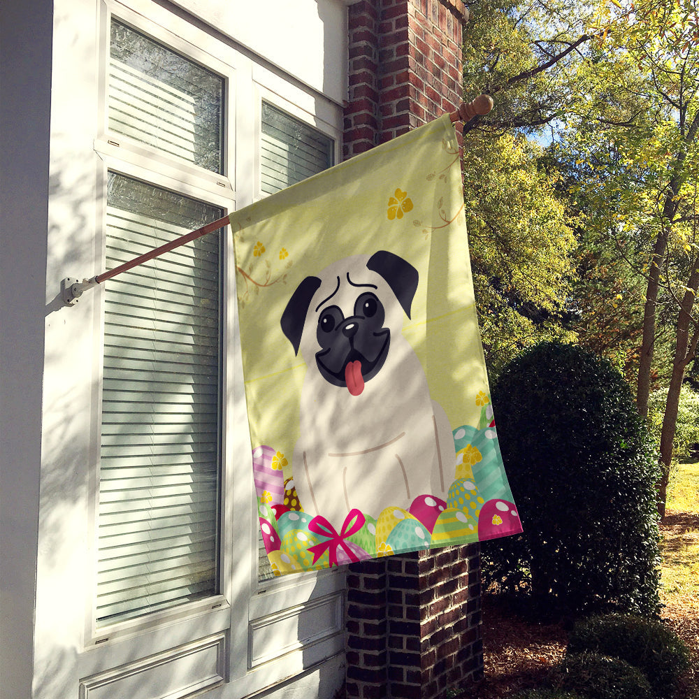 Easter Eggs Pug Cream House Flag 28x40 Porch Sleeve Pole Decorative Outside Yard Banner Artwork Wall Hanging, Polyester