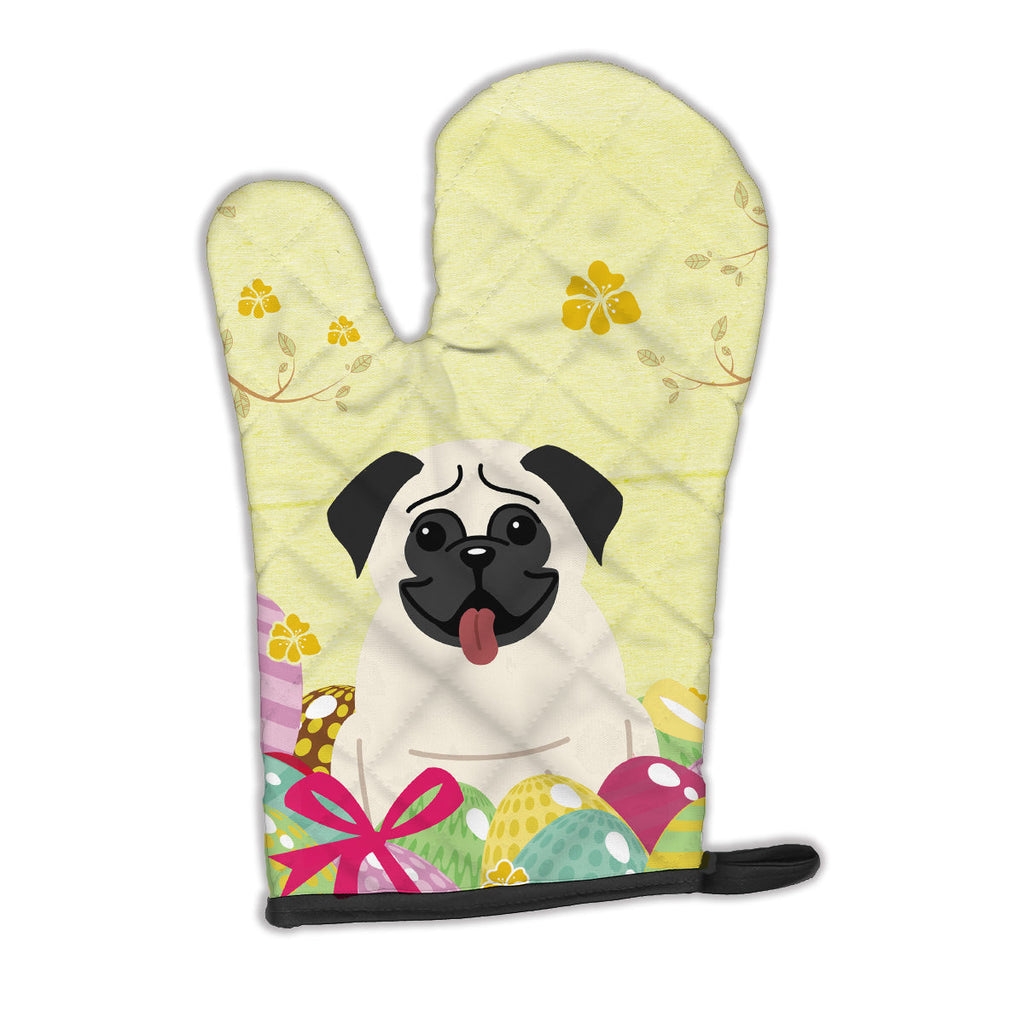 Easter Eggs Pug Cream Oven Mitt Heat Resistant Thick Oven Mitt for Hot Pans and Oven, Kitchen Mitt Protect Hands, Cooking Baking Glove
