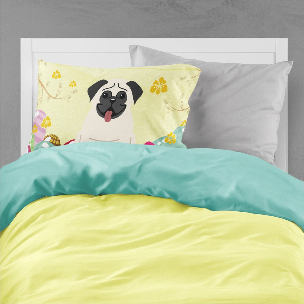 Easter Eggs Pug Cream Standard Pillowcase Lightweight Super Soft Easy Care Decorative Artwork Pillowcase, Standard