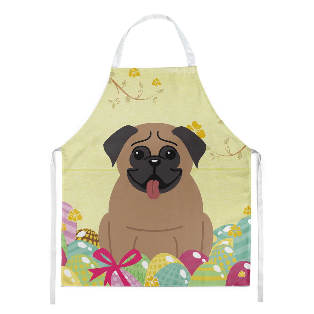 Easter Eggs Pug Brown Apron Cooking Kitchen Server Baking Crafts Gardening for Adult Women Men, Unisex, Large, Multicolor