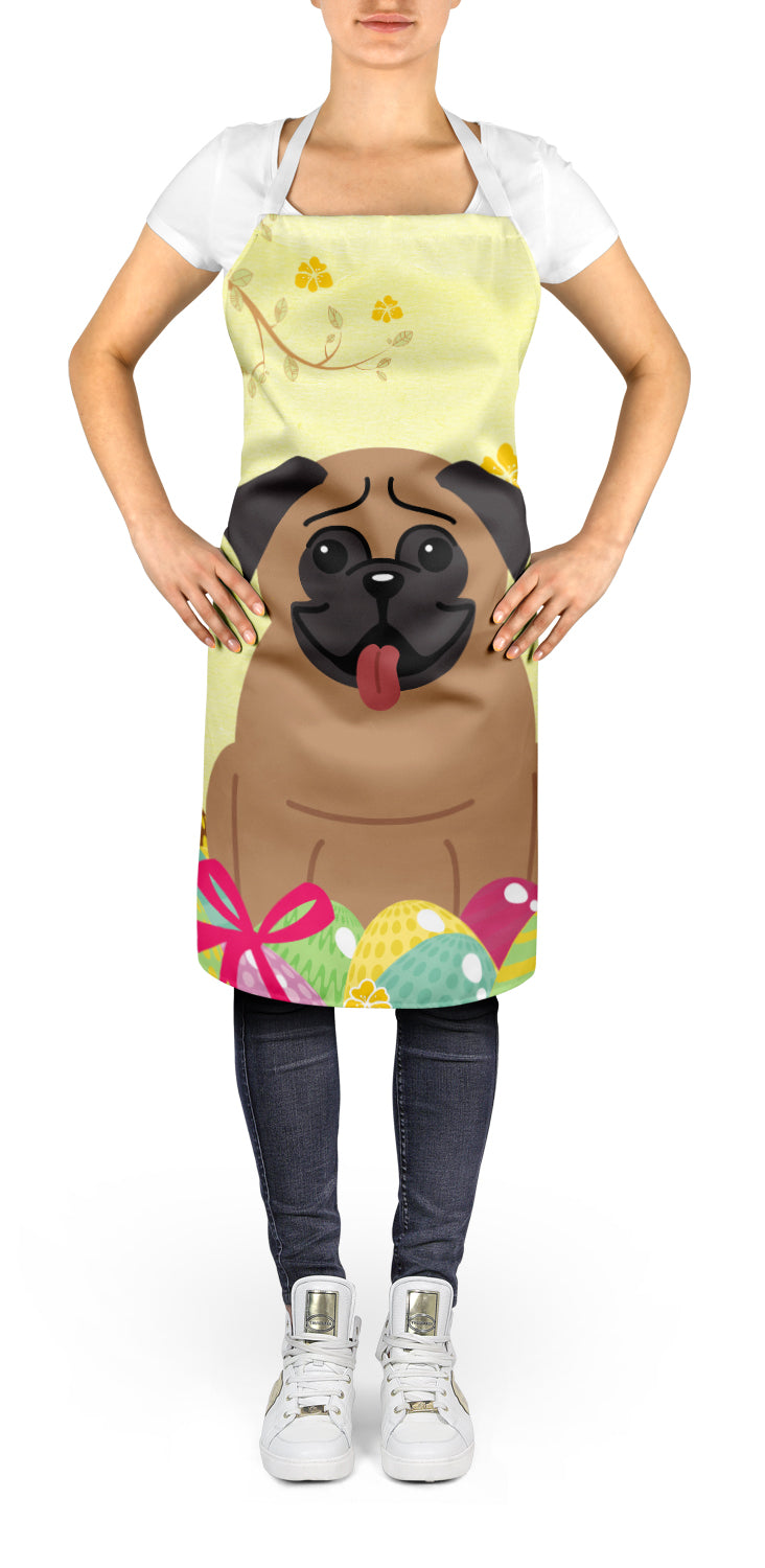 Easter Eggs Pug Brown Apron Cooking Kitchen Server Baking Crafts Gardening for Adult Women Men, Unisex, Large, Multicolor