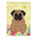 Easter Eggs Pug Brown House Flag 28x40 Porch Sleeve Pole Decorative Outside Yard Banner Artwork Wall Hanging, Polyester