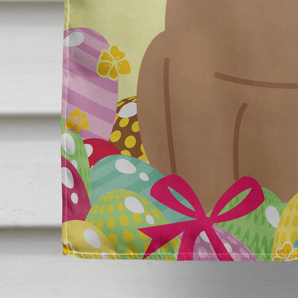 Easter Eggs Pug Brown House Flag 28x40 Porch Sleeve Pole Decorative Outside Yard Banner Artwork Wall Hanging, Polyester