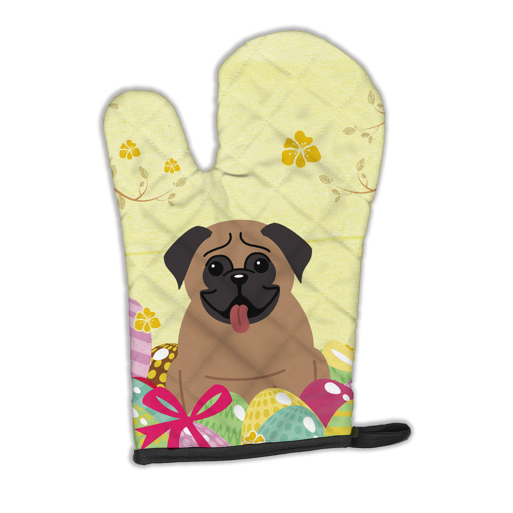 Easter Eggs Pug Brown Oven Mitt Heat Resistant Thick Oven Mitt for Hot Pans and Oven, Kitchen Mitt Protect Hands, Cooking Baking Glove