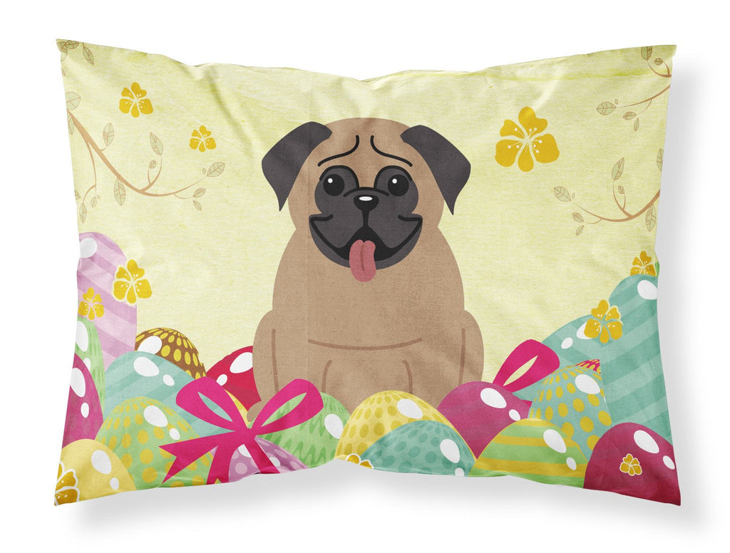 Easter Eggs Pug Brown Standard Pillowcase Lightweight Super Soft Easy Care Decorative Artwork Pillowcase, Standard